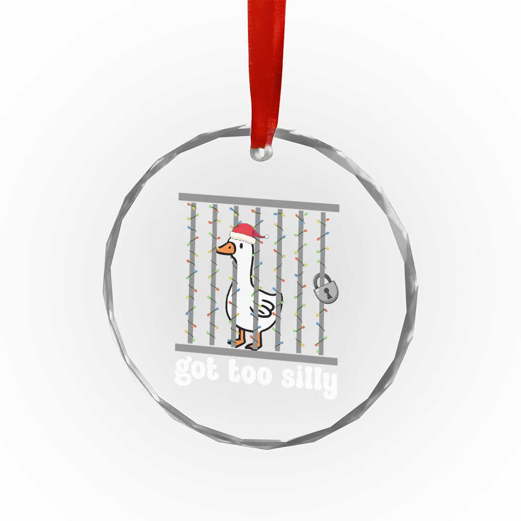 Funny Got Too Silly Christmas Crystal Glass Ornament Santa Goose Pun Humor Animal Lovers - Wonder Print Shop