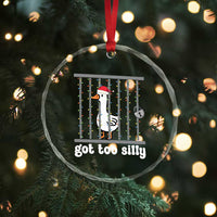 Funny Got Too Silly Christmas Crystal Glass Ornament Santa Goose Pun Humor Animal Lovers - Wonder Print Shop