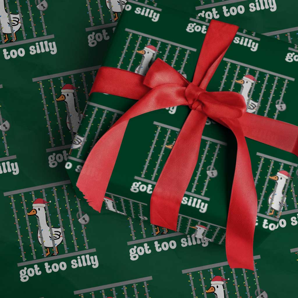 Funny Got Too Silly Christmas Wrapping Paper Roll Santa Goose Pun Humor Animal Lovers - Wonder Print Shop