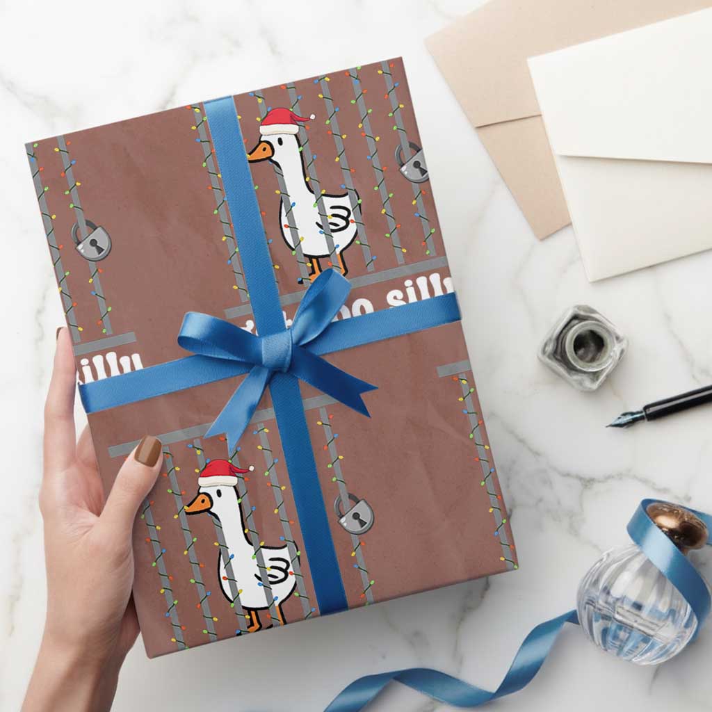 Funny Got Too Silly Christmas Wrapping Paper Roll Santa Goose Pun Humor Animal Lovers - Wonder Print Shop