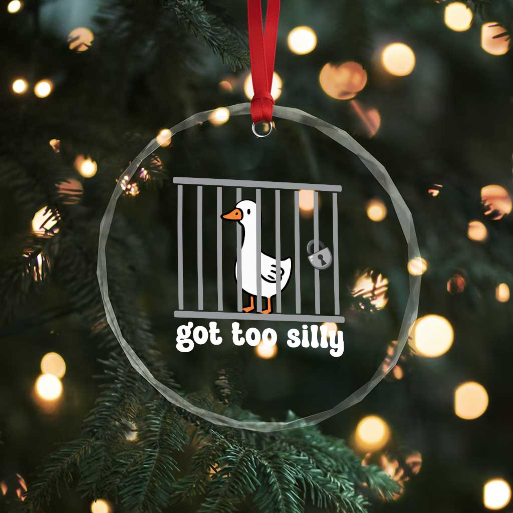 Funny Got Too Silly Crystal Glass Ornament Goose Pun Humor Animal Lovers - Wonder Print Shop