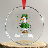 Funny Got Too Silly St Patricks Day Crystal Glass Ornament Goose Pun Humor Animal Lovers Shamrock