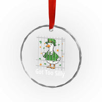 Funny Got Too Silly St Patricks Day Crystal Glass Ornament Goose Pun Humor Animal Lovers Shamrock