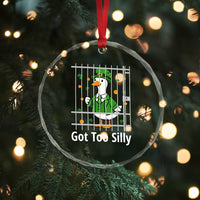 Funny Got Too Silly St Patricks Day Crystal Glass Ornament Goose Pun Humor Animal Lovers Shamrock