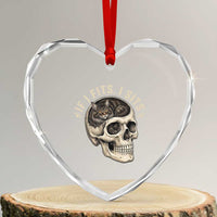 Funny Gothic Black Cat Skull Heart Crystal Glass Ornament If I Fits I Sits