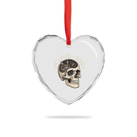 Funny Gothic Black Cat Skull Heart Crystal Glass Ornament If I Fits I Sits