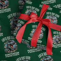 Funny Grammar Dino Wrapping Paper Roll Let Us Eat Kids Punctuation Saves Lives - Wonder Print Shop