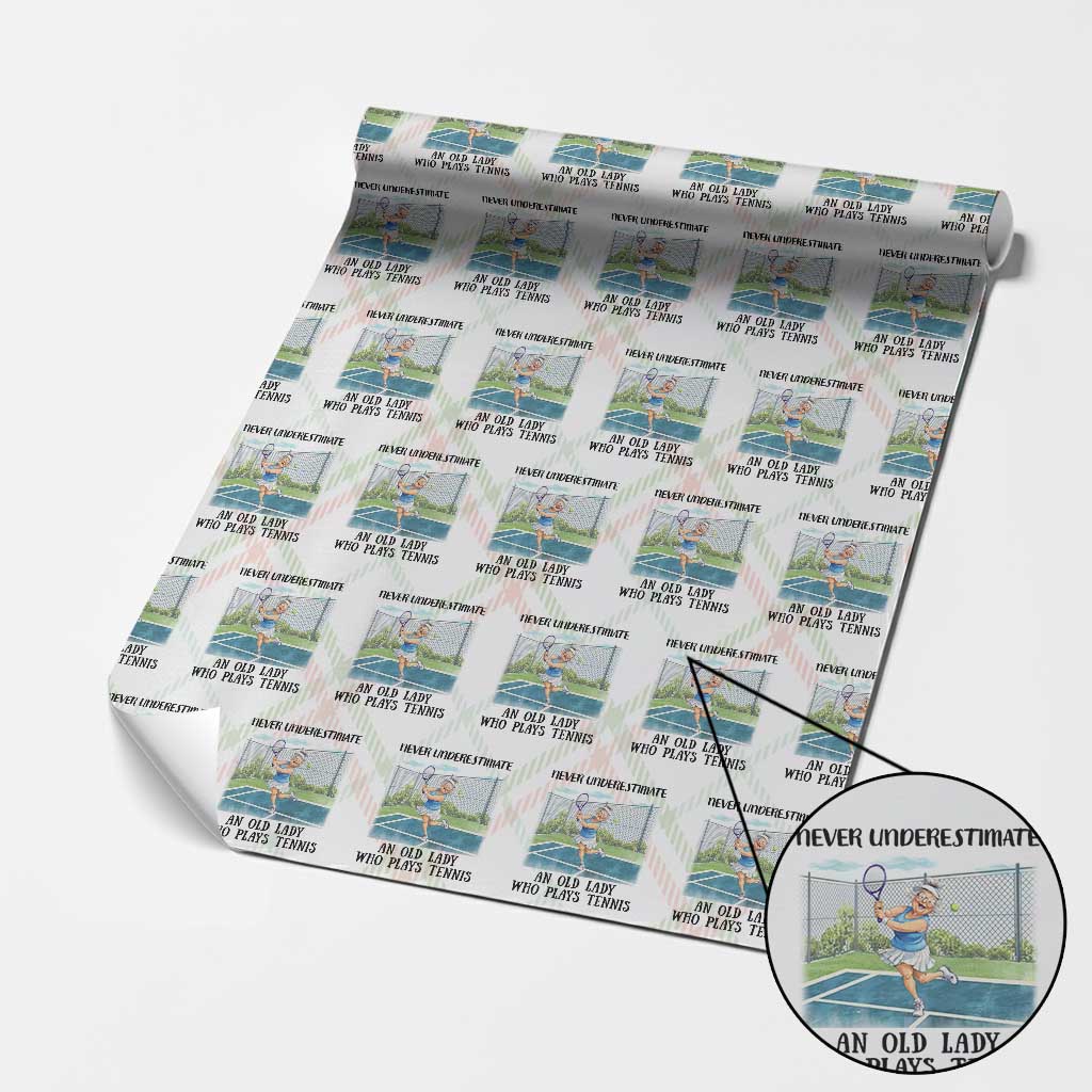 Funny Grandma Tennis Player Gift Wrapping Paper Roll Never Underestimate An Old Lady - Wonder Print Shop