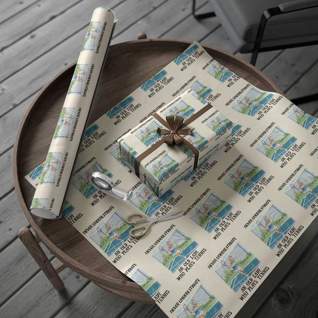 Funny Grandma Tennis Player Gift Wrapping Paper Roll Never Underestimate An Old Lady - Wonder Print Shop