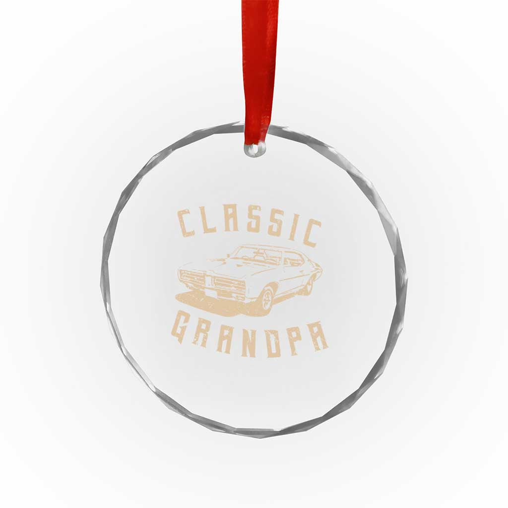 Funny Grandpa Classic Car Graphic Crystal Glass Ornament