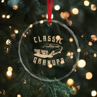 Funny Grandpa Classic Car Graphic Crystal Glass Ornament