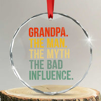 Funny Grandpa Crystal Glass Ornament Retro Man Myth Bad Influence Best Funny Fathers Day - Wonder Print Shop