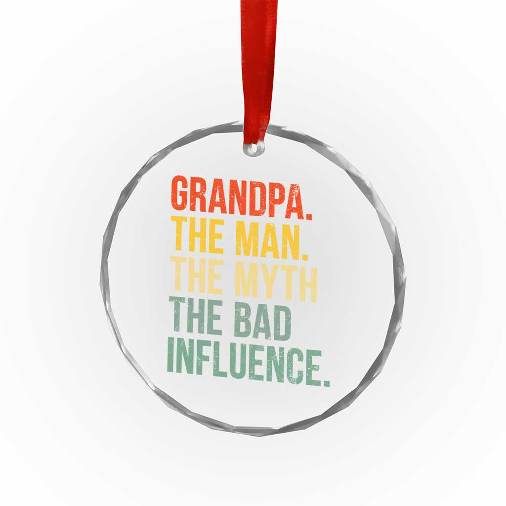 Funny Grandpa Crystal Glass Ornament Retro Man Myth Bad Influence Best Funny Fathers Day - Wonder Print Shop
