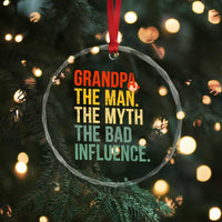 Funny Grandpa Crystal Glass Ornament Retro Man Myth Bad Influence Best Funny Fathers Day - Wonder Print Shop