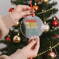 Funny Grandpa Crystal Glass Ornament Retro Man Myth Bad Influence Best Funny Fathers Day - Wonder Print Shop