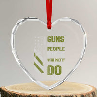 Funny Grandpa Heart Crystal Glass Ornament Guns Dont Kill People Grandpas With Pretty Granddaughters Do US Flag