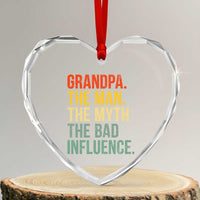 Funny Grandpa Heart Crystal Glass Ornament Retro Man Myth Bad Influence Best Funny Fathers Day - Wonder Print Shop