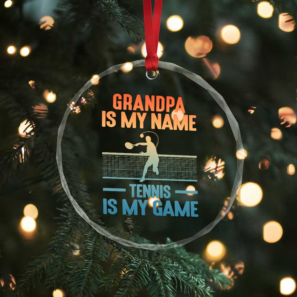 Funny Grandpa Tennis Quote Crystal Glass Ornament Tennis Is My Game - Wonder Print Shop