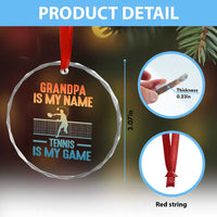 Funny Grandpa Tennis Quote Crystal Glass Ornament Tennis Is My Game - Wonder Print Shop