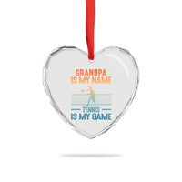 Funny Grandpa Tennis Quote Heart Crystal Glass Ornament Tennis Is My Game - Wonder Print Shop