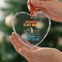 Funny Grandpa Tennis Quote Heart Crystal Glass Ornament Tennis Is My Game - Wonder Print Shop