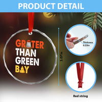 Funny Greater Than Green Bay Cheese Grate Crystal Glass Ornament