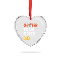 Funny Greater Than Green Bay Cheese Grate Heart Crystal Glass Ornament
