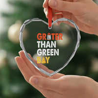 Funny Greater Than Green Bay Cheese Grate Heart Crystal Glass Ornament
