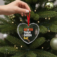 Funny Greater Than Green Bay Cheese Grate Heart Crystal Glass Ornament
