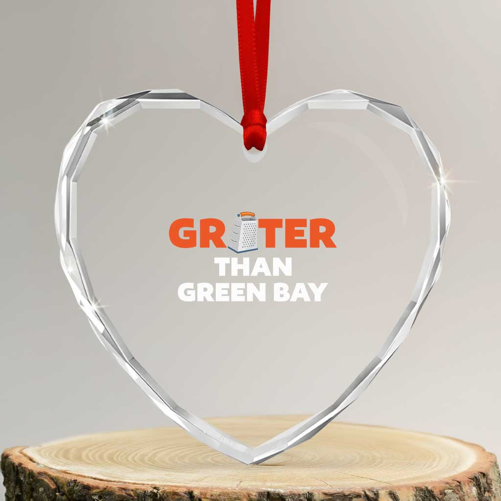 Funny Greater Than Green Bay Rivalry Heart Crystal Glass Ornament Cheese Grater - Wonder Print Shop