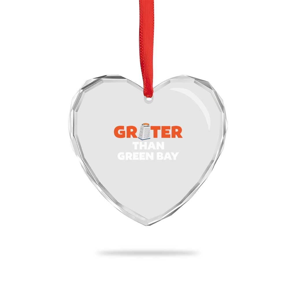 Funny Greater Than Green Bay Rivalry Heart Crystal Glass Ornament Cheese Grater - Wonder Print Shop