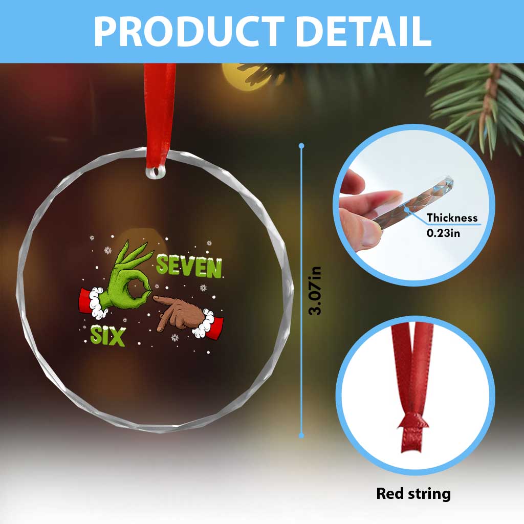 Funny Green And Bigfoot Six Seven Meme Crystal Glass Ornament Christmas Trend Gift - Wonder Print Shop