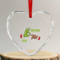 Funny Green And Bigfoot Six Seven Meme Heart Crystal Glass Ornament Christmas Trend Gift - Wonder Print Shop