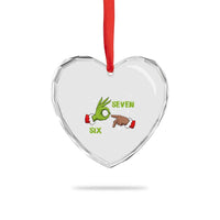 Funny Green And Bigfoot Six Seven Meme Heart Crystal Glass Ornament Christmas Trend Gift - Wonder Print Shop