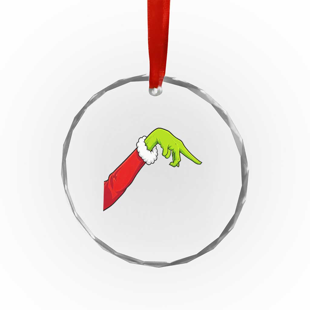 Funny Green Hand Basketball Pointing Meme Crystal Glass Ornament Christmas Holiday Gift