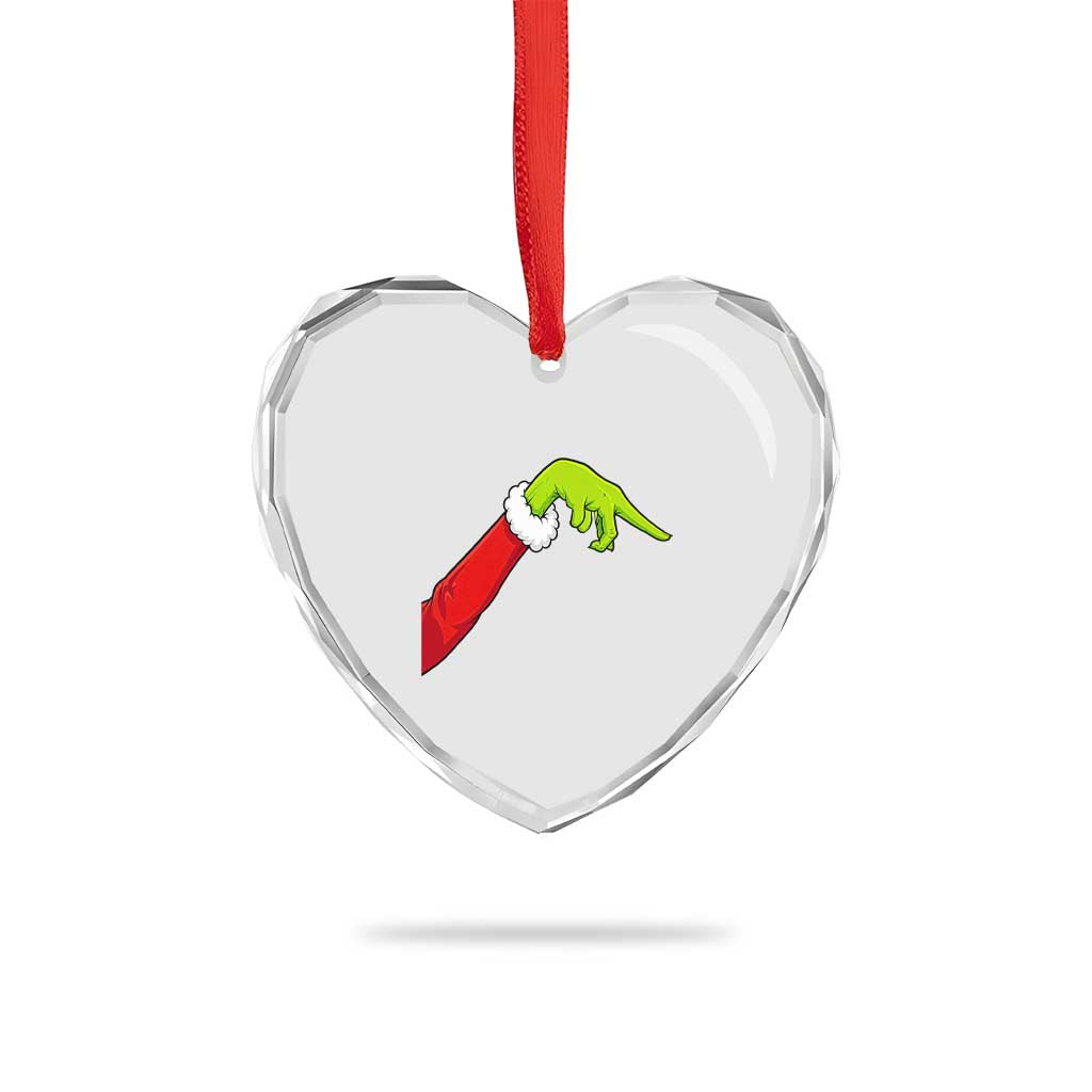 Funny Green Hand Basketball Pointing Meme Heart Crystal Glass Ornament Christmas Holiday Gift