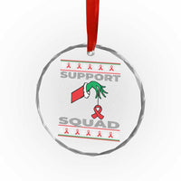 Funny Green Hand Red Ribbon HIV Awareness Crystal Glass Ornament Support Squad Ugly Sweater Gift - Wonder Print Shop
