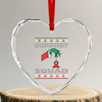 Funny Green Hand Red Ribbon HIV Awareness Heart Crystal Glass Ornament Support Squad Ugly Sweater Gift - Wonder Print Shop