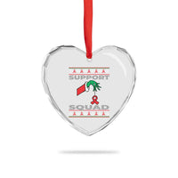 Funny Green Hand Red Ribbon HIV Awareness Heart Crystal Glass Ornament Support Squad Ugly Sweater Gift - Wonder Print Shop