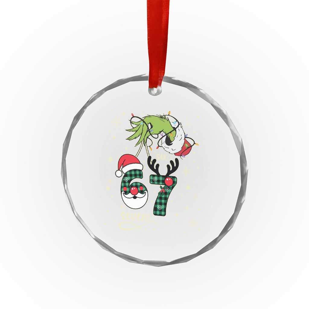 Funny Green Hand Six Seven Meme Crystal Glass Ornament Gen Z Alpha Xmas Gift - Wonder Print Shop