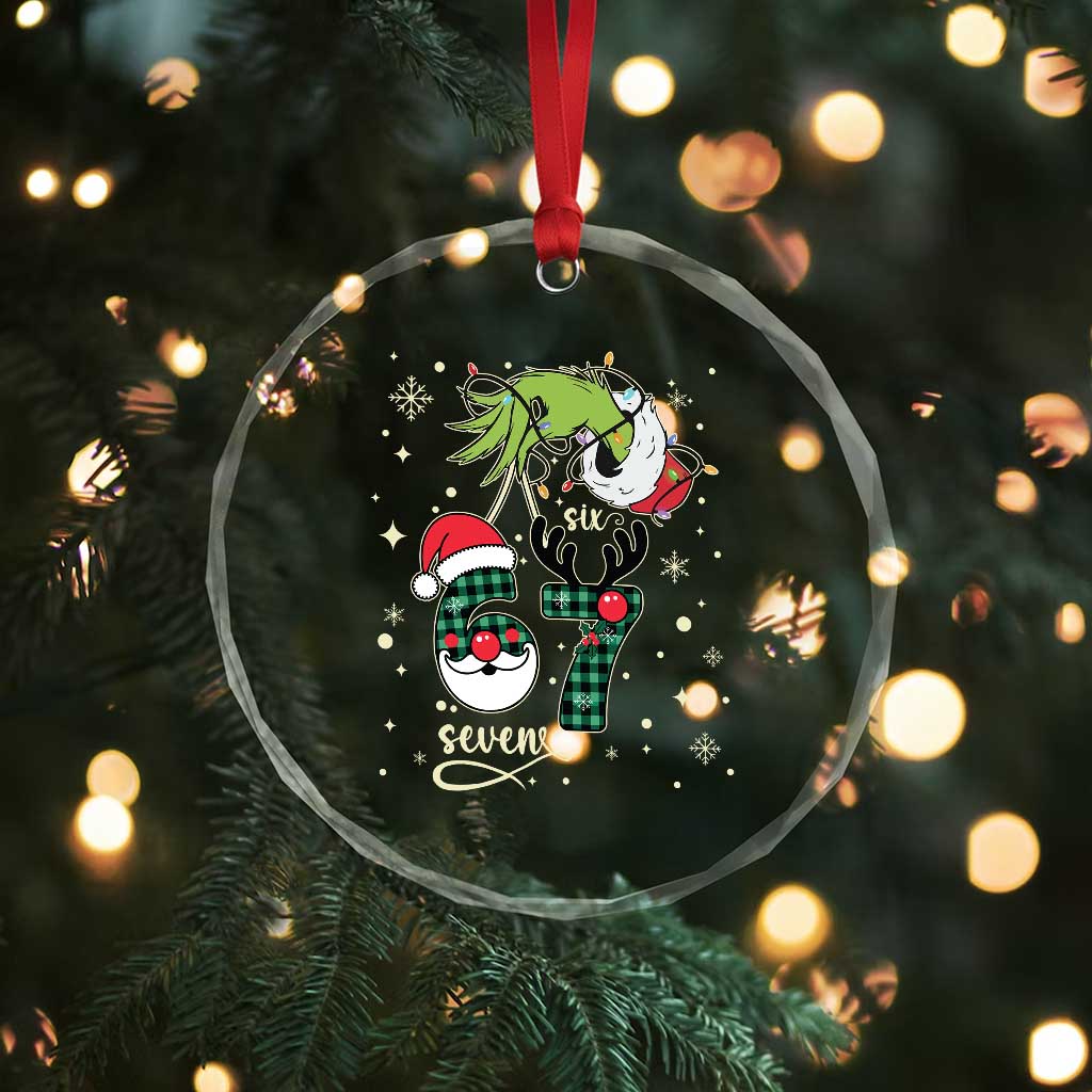 Funny Green Hand Six Seven Meme Crystal Glass Ornament Gen Z Alpha Xmas Gift - Wonder Print Shop