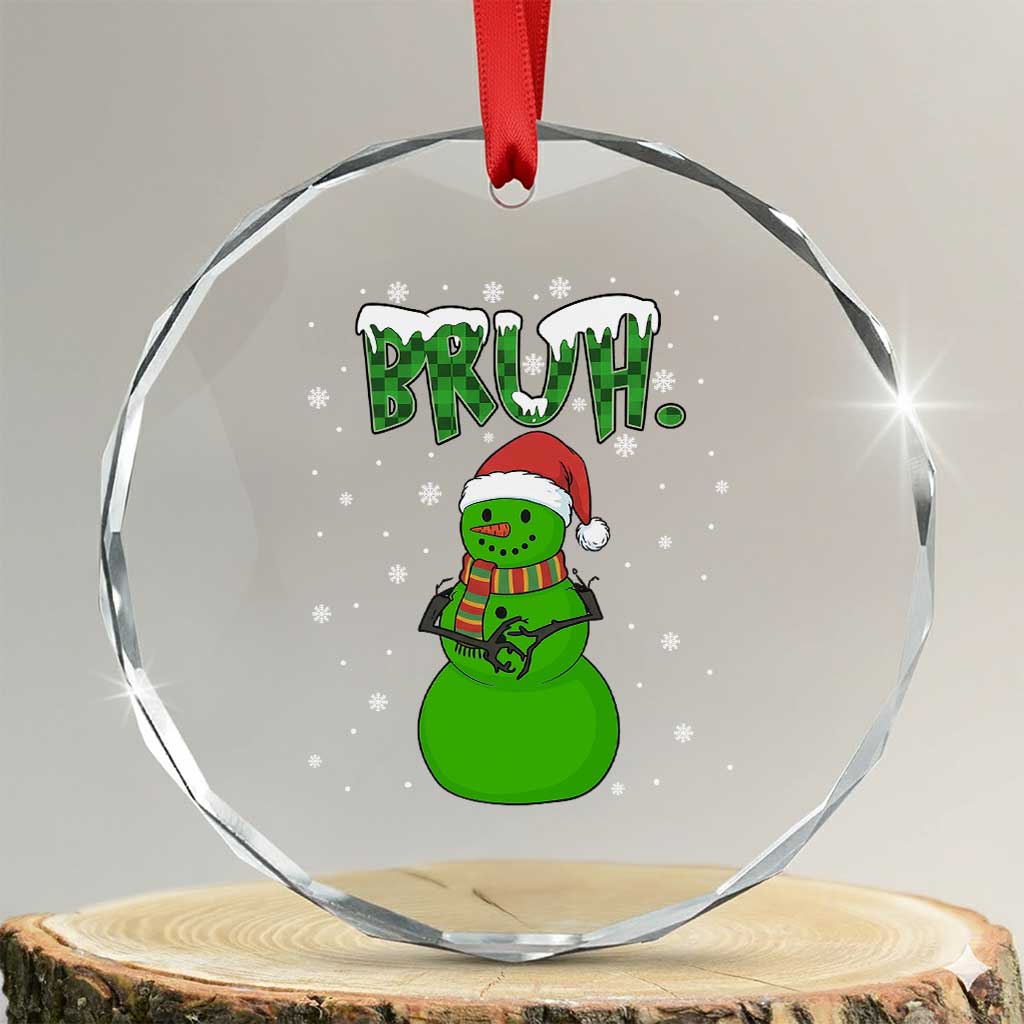 Funny Green Snowman Six Seven Meme Crystal Glass Ornament Christmas Gift For Gen Z - Wonder Print Shop