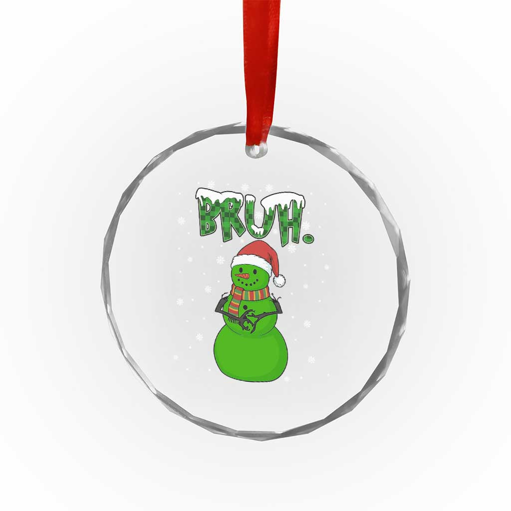 Funny Green Snowman Six Seven Meme Crystal Glass Ornament Christmas Gift For Gen Z - Wonder Print Shop