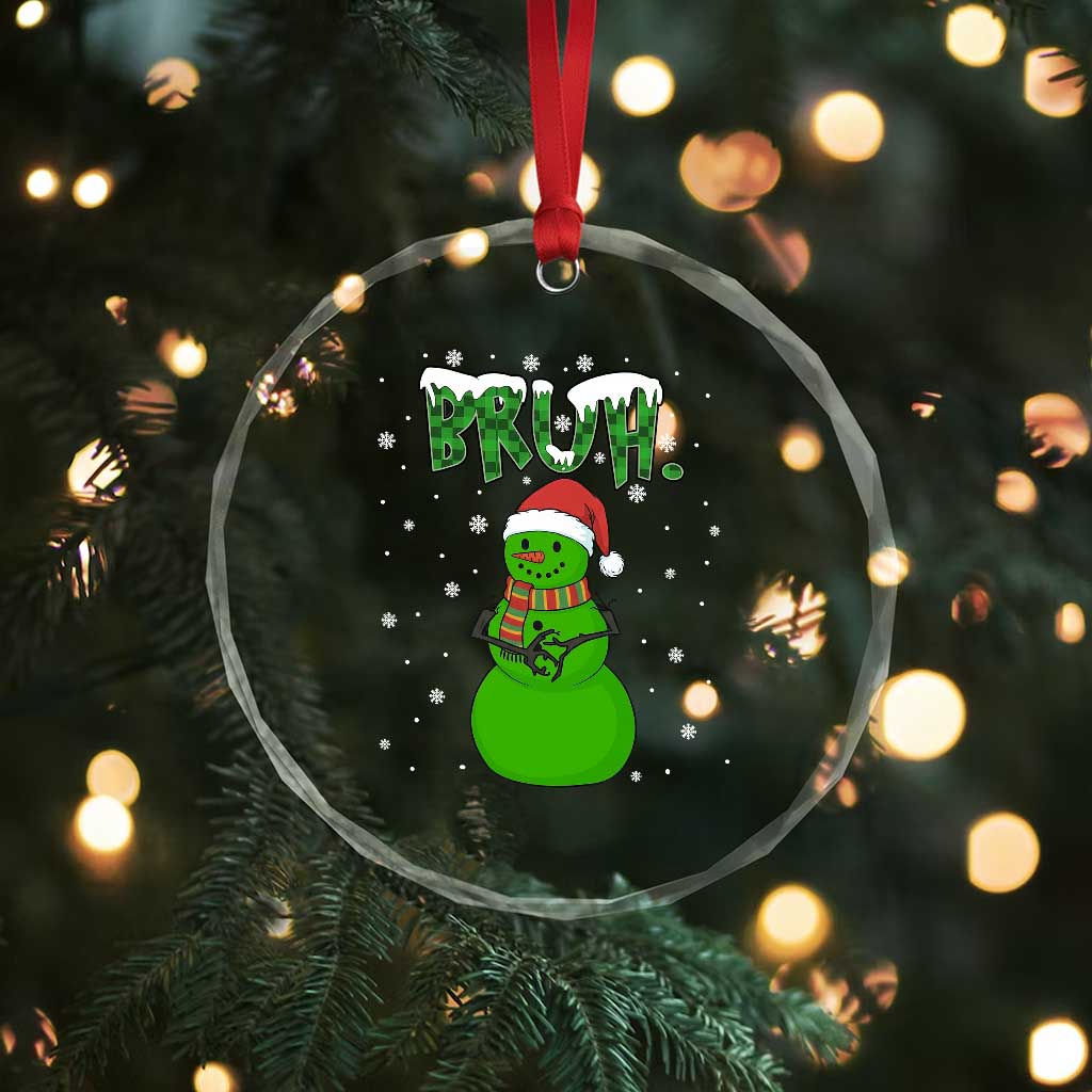 Funny Green Snowman Six Seven Meme Crystal Glass Ornament Christmas Gift For Gen Z - Wonder Print Shop
