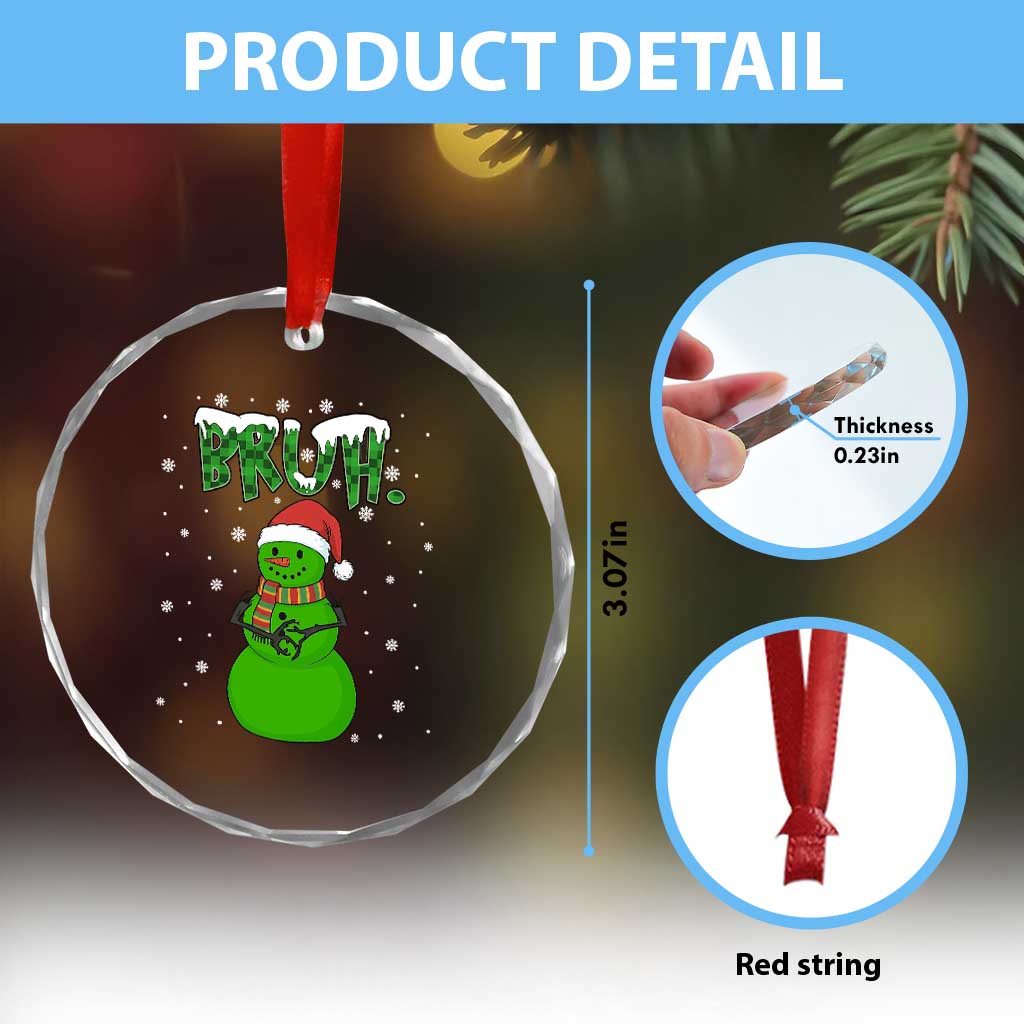 Funny Green Snowman Six Seven Meme Crystal Glass Ornament Christmas Gift For Gen Z - Wonder Print Shop