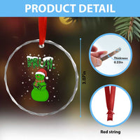 Funny Green Snowman Six Seven Meme Crystal Glass Ornament Christmas Gift For Gen Z - Wonder Print Shop