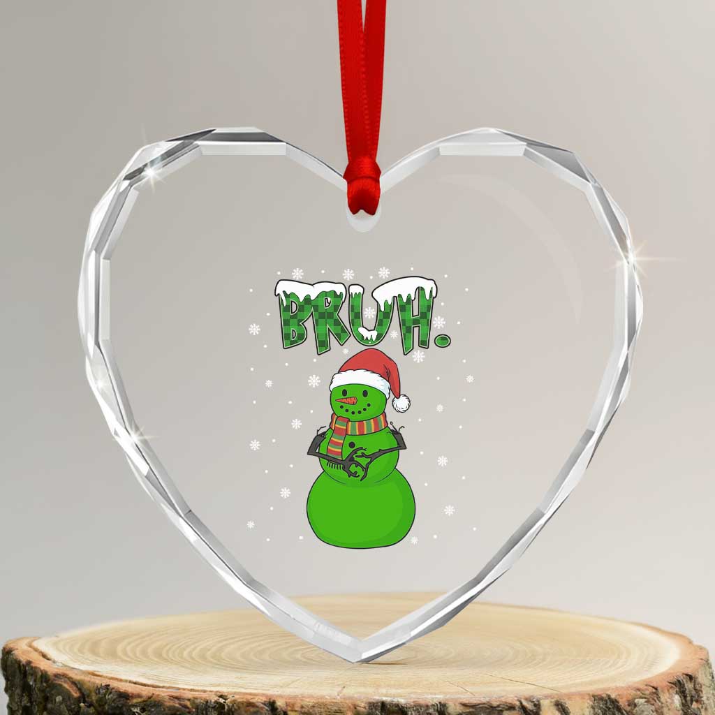 Funny Green Snowman Six Seven Meme Heart Crystal Glass Ornament Christmas Gift For Gen Z - Wonder Print Shop