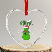 Funny Green Snowman Six Seven Meme Heart Crystal Glass Ornament Christmas Gift For Gen Z - Wonder Print Shop