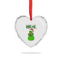 Funny Green Snowman Six Seven Meme Heart Crystal Glass Ornament Christmas Gift For Gen Z - Wonder Print Shop