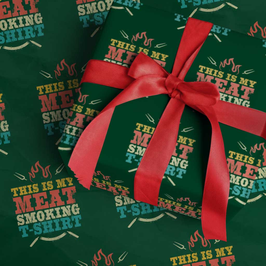 Funny Grilling BBQ Wrapping Paper Roll This Is My Meat Smoking Shirt Retro Fork Father's Day - Wonder Print Shop